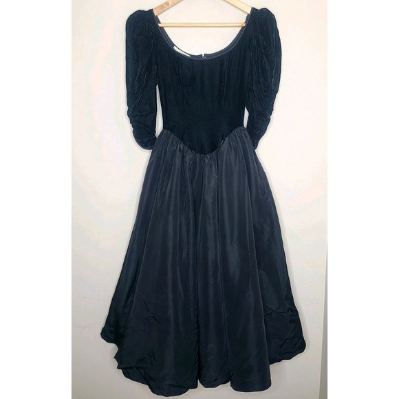 Gunne Sax Dresses & Skirts - Vintage 80s Gunne Sax Dress Black Jessica McClintock Velvet Taffeta USA Size‎ 3